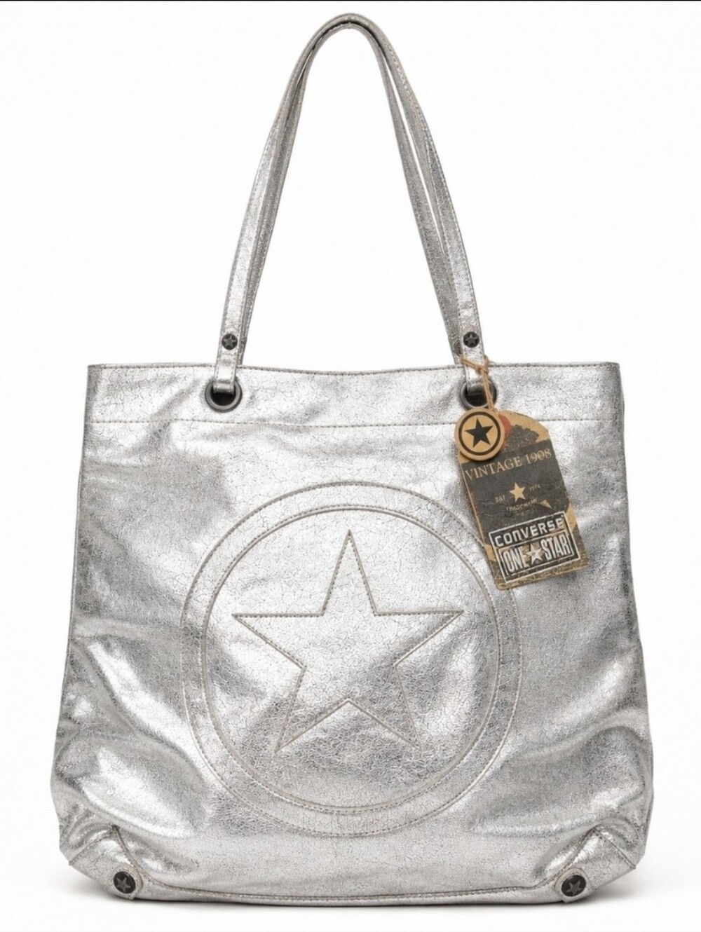 NWT 2008 Converse One Star Metallic Silver Tote Bag Deadstock Y2K